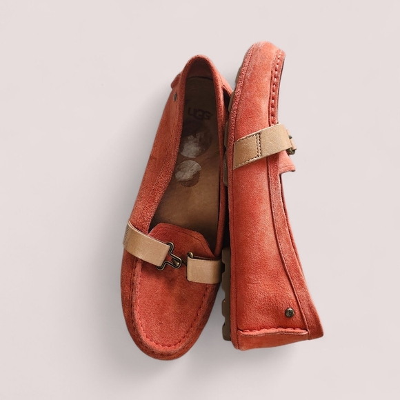 UGG Orange Loafers US 8 Leather Moccasins - Picture 8 of 16
